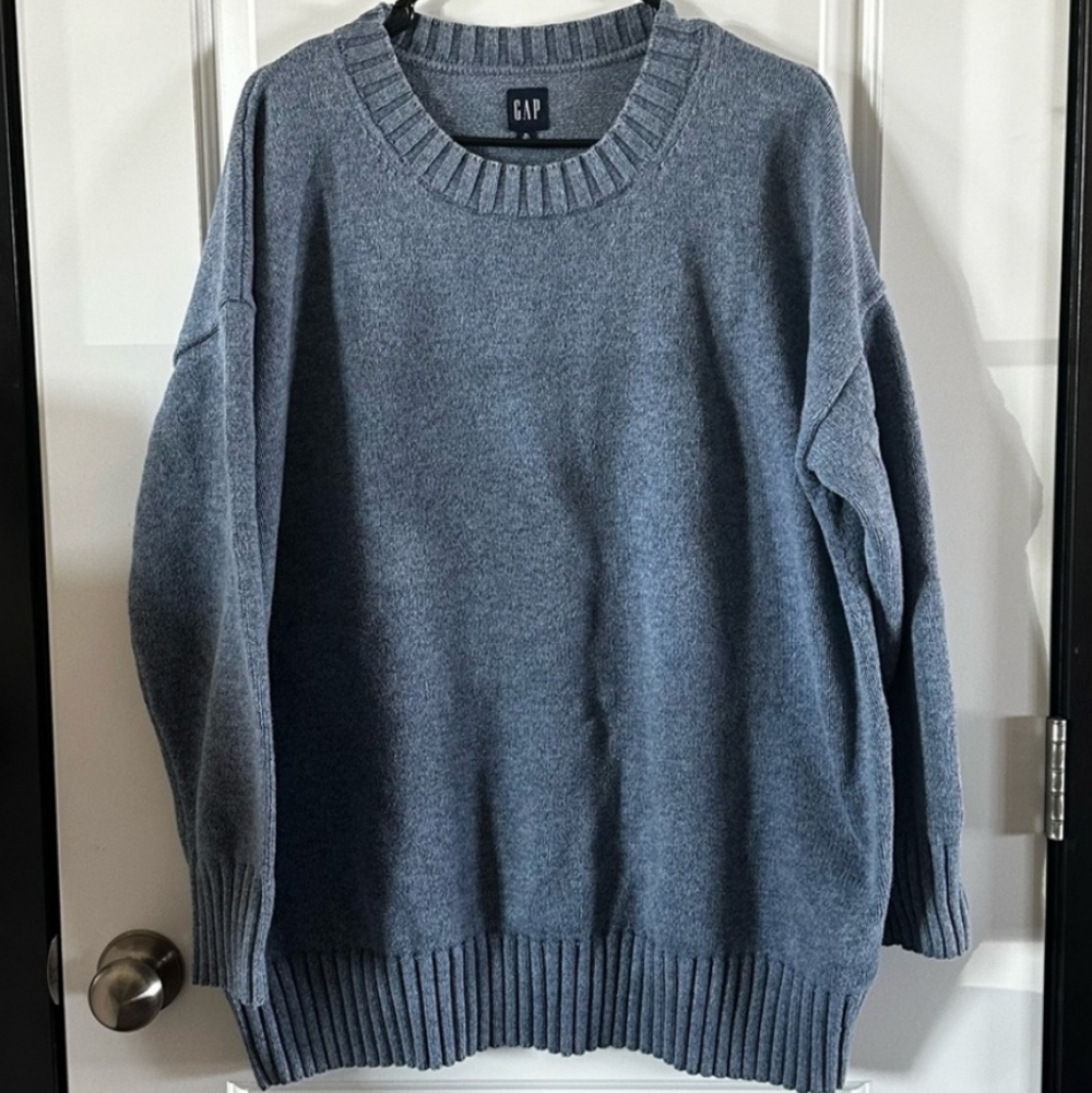 Gap 100% Cotton Crewneck crew Oversized Sweater Blue XL Tall